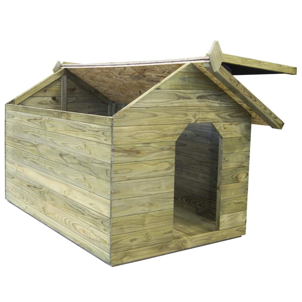 Garden Dog House with Opening Roof Impregnated Pinewood